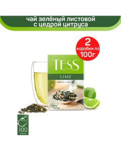Чай зеленый листовой Lime с цедрой цитрусовых и ароматом лайма 2 шт по 100 г Tess