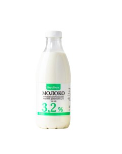 Молоко 3 2 пастеризованное 900 мл БЗМЖ Вкусвилл