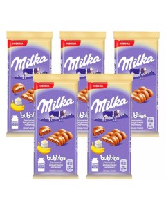 Молочный шоколад BUBBLES Пористый Банан йогурт Флоу пак 5шт 92гр Milka
