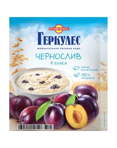 Каша овсяная Геркулес моментальная 4 злака с черносливом 35 г Русский продукт