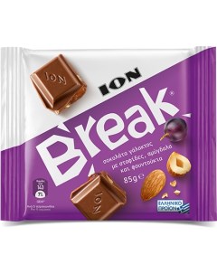 Шоколад молочный с изюмом и орехами 85 г Ion break