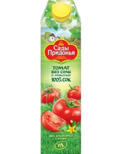 Сок томат с мякотью без соли 1 л Сады придонья