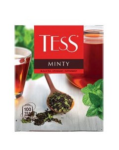 Чай Minty черный с ароматом мяты 100 фольг пакетиков по 1 5г Tess