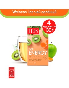 Чай зеленый Get Energy с ароматом киви и жасмина 4 шт по 20 пакетиков Tess