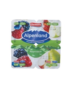 Йогуртный продукт Альпенлэнд лесная ягода яблоко груша 0 3 95г Alpenland