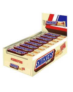 Шоколадный батончик Белый шоколад Арахис Шоубокс 81гр 32шт Snickers
