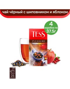 Чай черный с шиповником и яблоком Pleasure 4 шт по 25 пакетиков Tess