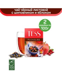 Чай черный Pleasure с шиповником и яблоком 2 шт по 100 г Tess