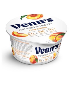 Йогурт Venn s Греческий обезжиренный с персиком 0 1 БЗМЖ 130 г Geomar