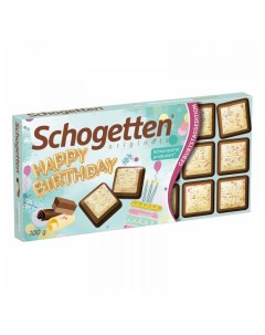 Шоколад Happy Birthday белый молочный с цветными драже 100 г Schogetten
