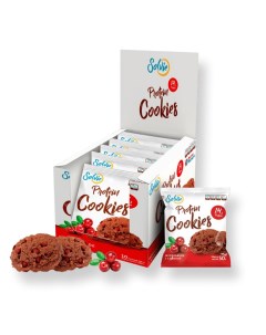 Печенье Protein Cookies 10 50 г 10 шт шоколадное с клюквой Solvie