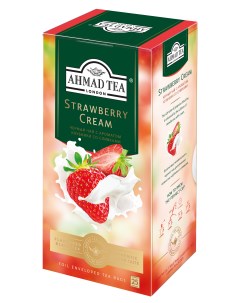 Чай Строуберри Крим клубника со сливками чёрный в пакетиках 25х1 5г 6 штук Ahmad tea