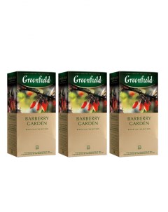 Чай черный Barberry Garden с барбарисом 3 упаковки по 25 пакетиков Greenfield