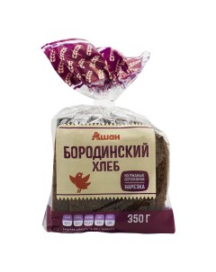 Хлеб ржано пшеничный Бородинский нарезка 350 г Ашан красная птица