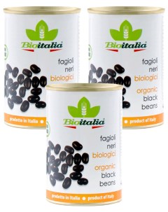 Фасоль черная консервированная 400 гр 3 шт Bioitalia