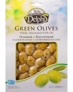 Оливки с косточкой маринованные с оливковым маслом 250г Delphi