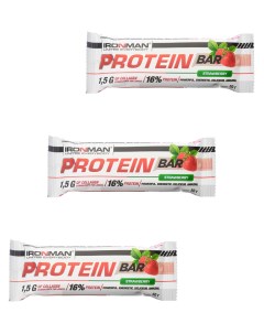 Протеиновые батончики Protein bar с коллагеном клубника в шоколаде 3 шт по 50 г Ironman