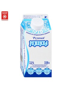 Ряженка рузская бзмж жир 2 5 330 г тр рузское молоко россия Рузский