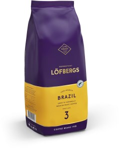Кофе средней обжарки в зернах Brasil 100 арабика 1 кг Lofbergs