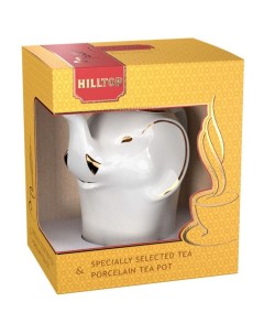 Чай подарочный Королевское золото черный листовой в чайнике Слон Premium 80 гр Hilltop