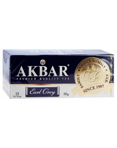 Чай Акбар черный с бергамотом Earl grey 25 пакетиков Akbar