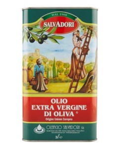 Масло оливковое нерафинированное ЭКСТРА ВИРДЖИН 3л стекло Salvadori