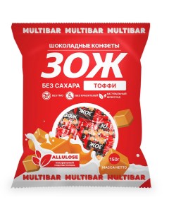 Конфеты шоколадные ЗОЖ со вкусом Тоффи без сахара 150 г Multibar