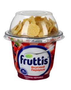 Продукт йогуртный Фруттис Вкусный перерыв малина черника с хлопьями 2 5 180 г Fruttis