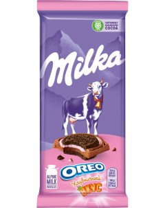Шоколад молочный с печеньем Oreo и клубничной начинкой 92 г Milka