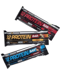 Протеиновый батончик 32 Protein bar Ассорти 3х50г Ваниль Фрукты Шоколад Ironman