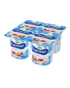 Йогуртный продукт Кампина с соком клубники 1 2 100 г Нежный