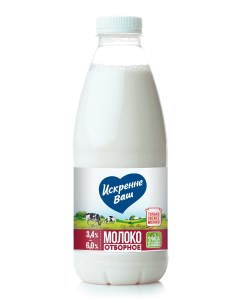 Молоко 3 4 6 пастеризованное 930 мл Отборное БЗМЖ Искренне ваш