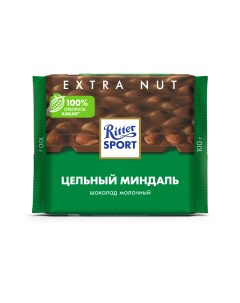 Шоколад молочный extra nut цельный миндаль 100 г Ritter sport