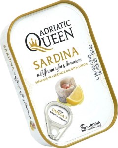 Сардина кусочки в масле с лимоном 105 г Adriatic queen