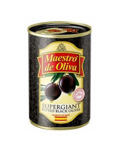 Маслины черные супер гигантские без косточки 425 г Maestro de oliva