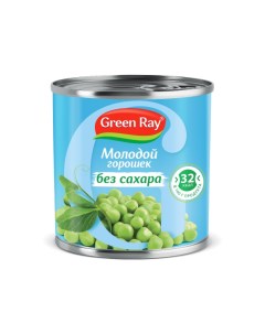 Горошек зеленый молодой без сахара 400 г Green ray