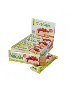 Протеиновый батончик веган Vegan protein bar Банановый пирог с клубникой 12 шт Bombbar