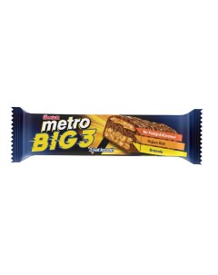 Батончик Metro Big 3 с карамелью арахисом жареным рисом и бисквитом в шоколаде 45 г Ulker