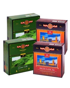 Чай черный и зеленый 4 шт по 100 пакетиков Kwinst