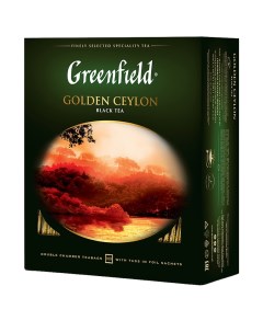 Чай Golden Ceylon черный 100 фольг пакетиков по 2г Greenfield