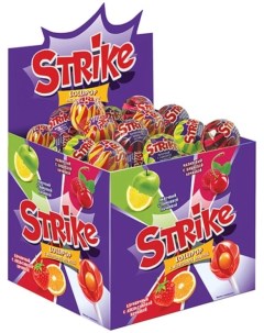 Конфеты Strike Карамель на палочке с жевательной конфетой 50 шт по 11 3 г Kdv