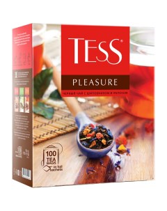 Чай Pleasure черный тропич фрукты лепестки цветов 100 фольг пакетиков по 1 5г Tess