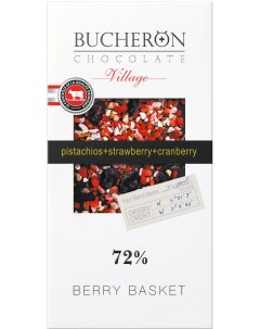 Шоколад Village горький 72 какао с фисташками клубникой и клюквой 100 г Bucheron