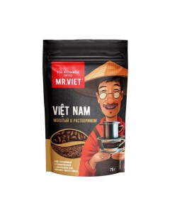 Кофе растворимый сублимированный Мистер Вьет с добавлением кофе жареного молотого 75 г Nobrand