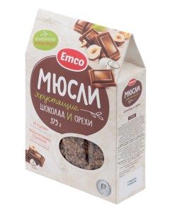 Мюсли Emco Хрустящие кукурузные шоколад и миндаль 340 г Emсo