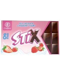 Шоколад Stix молочный с молочной начинкой со вкусом клубники 152 г Crafers