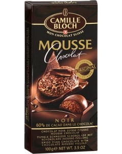 Плитка Mousse Noir горький шоколад с начинкой из плитканого мусса 100 г Camille bloch