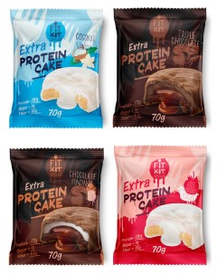 Протеиновое печенье protein cake 4шт по 70г кокос малина шоколад фондан Fit kit