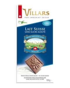 Швейцарский молочный шоколад без добавления сахара 100г Villars