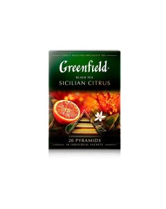 Чай чёрный Sicilian Citrus в пирамидках 20 пакетиков Greenfield